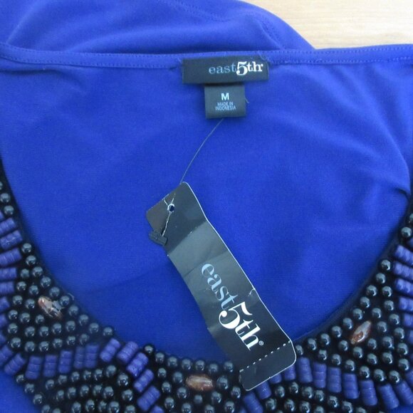 East 5th Women’s Tank Size Medium Purple Sleeveless Blouse Beaded Neck NWT $30 - Picture 3 of 7